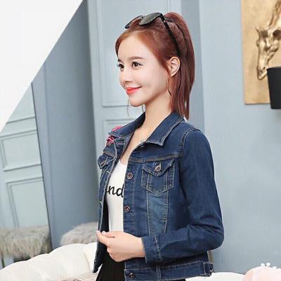 ÁO KHOÁC JEAN FORM NGẮN TAY ĐÍNH HOA HỒNG - NK356